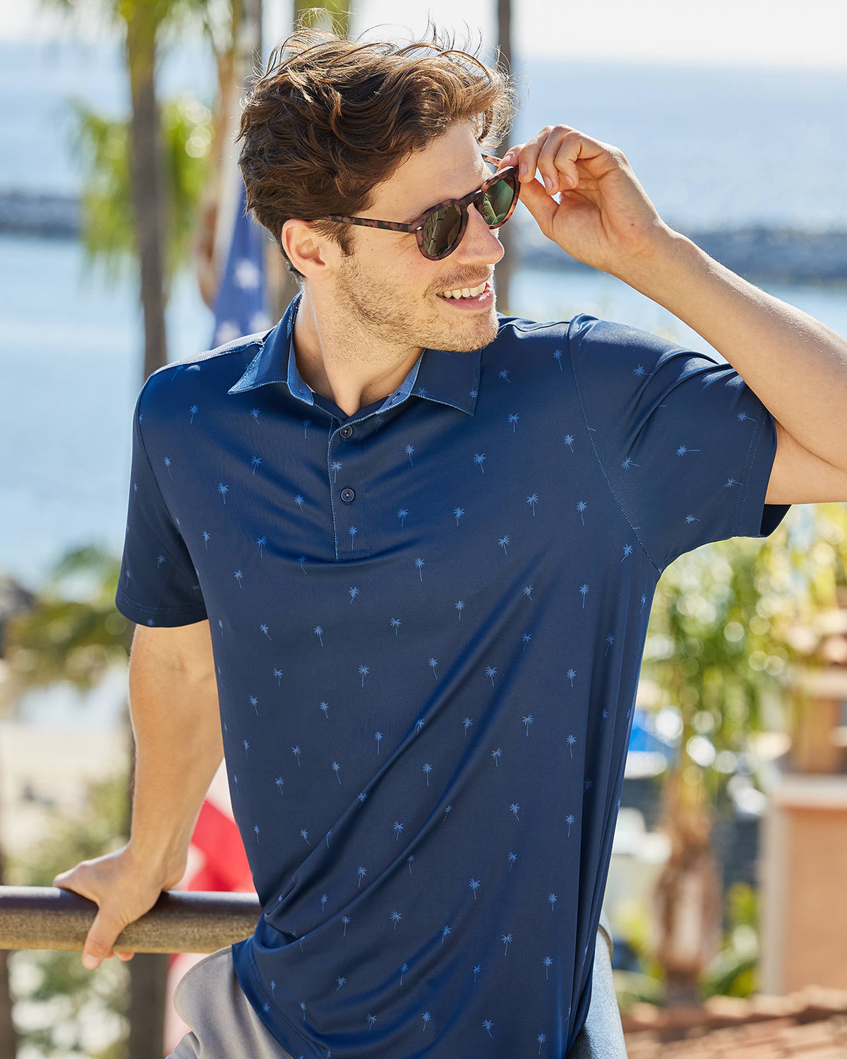 Clubhouse Polo | Navy Palmtrees