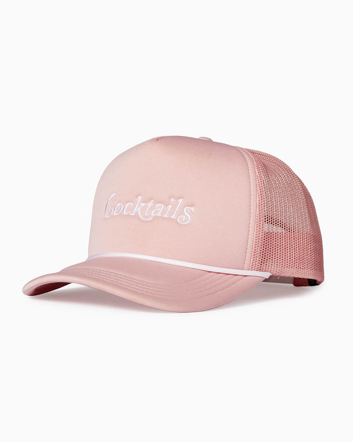 Cocktails | Foam Trucker Hat Pink ANGLE #color_pink