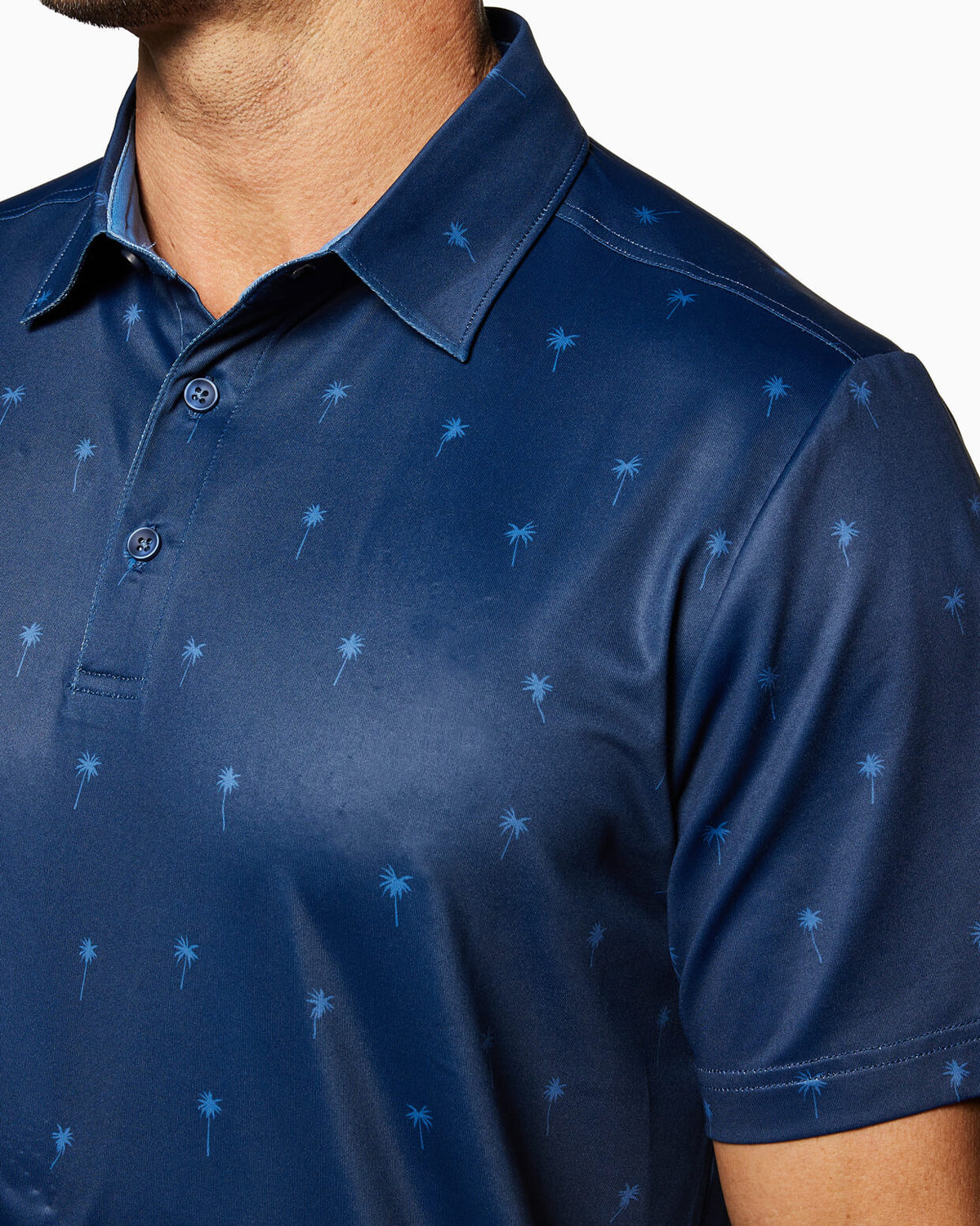 Clubhouse Polo| Navy Palmtrees DETAIL #color_navy palmtrees